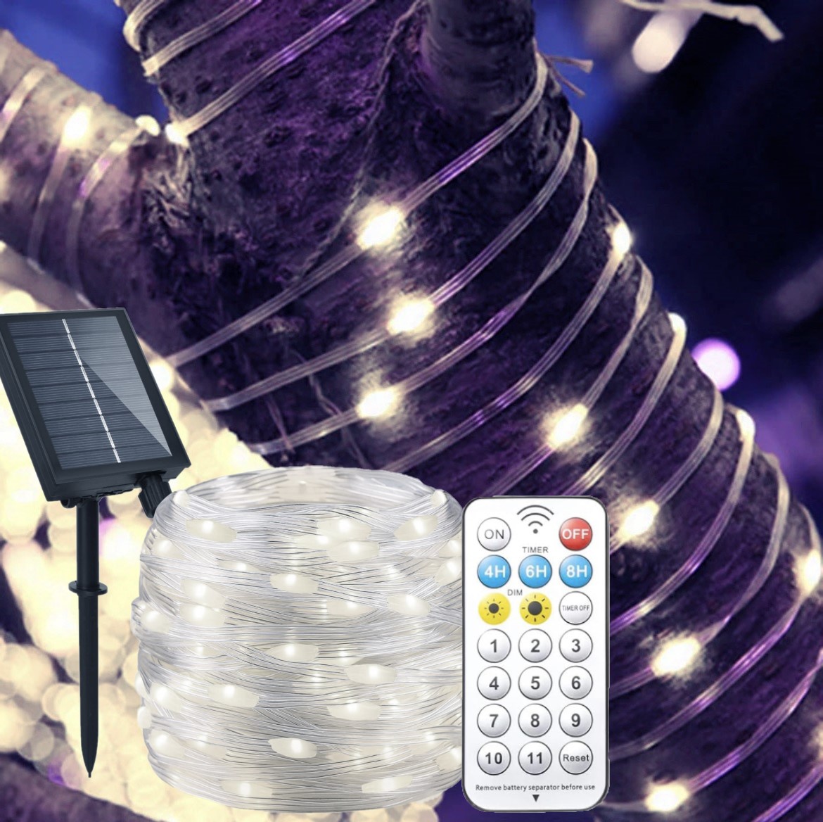 Luci di Natale catena da esterno 30 mt di 300 micro LED a ricarica Solare e  USB - - LUCI LED A BATTERIA, MICROLED E LUCI AD ENERGIA SOLARE