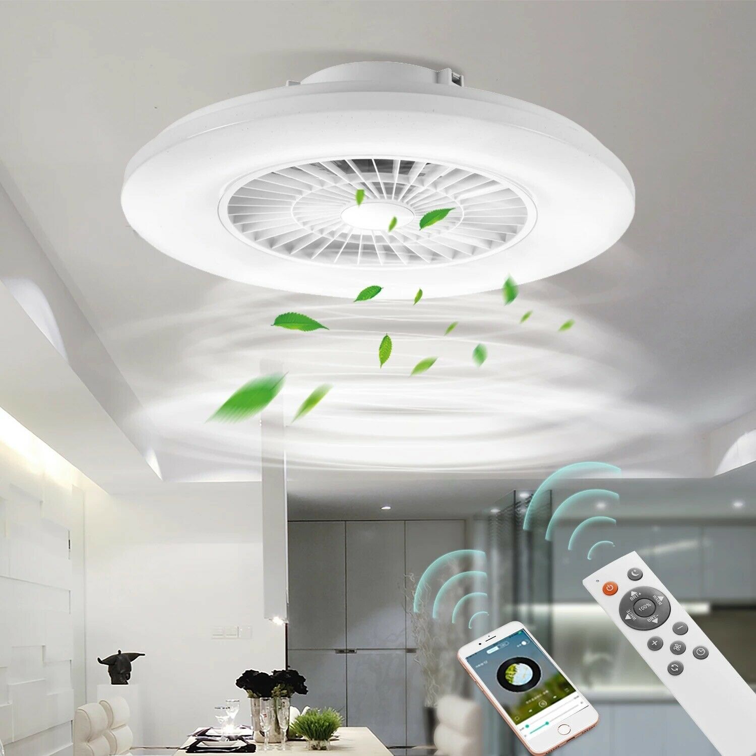 Ventilatore da Soffitto Con Regolabile Luce Lampada LED e Telecomando 220V