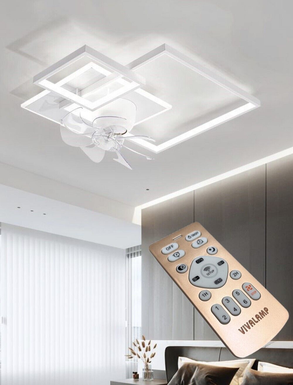 Plafoniera moderna a led con ventilatore da soffitto cambia 3 luci
